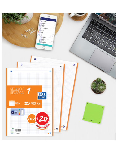RECAMBIO COLOR 1 A4 100+20 HOJAS 5X5 NARANJA...