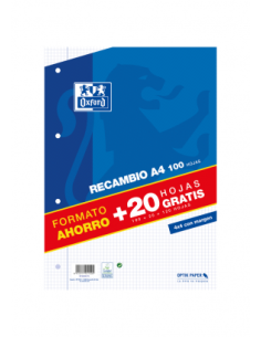RECAMBIO TAPA BLANDA A4 100+20 HOJAS 4X4 COLOR AZUL OXFORD 400058179 2