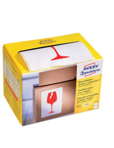 ROLLO 200 ETIQUETAS PARA ENVÍOS PRE-IMPRESAS CON EL ICONO "FRÁGIL" 74X100 MM AVERY 7251 2