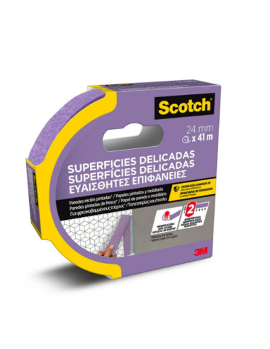 ROLLO CINTA ADHESIVA DE ENMASCARAR PINTOR SUPERFICIES DELICADAS 24MM X 41M SCOTCH 7100324370