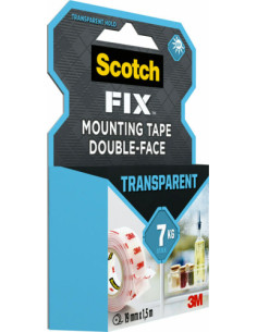 ROLLO CINTA DE MONTAJE DOBLE CARA TRANSPARENTE 19 MM X 1 2