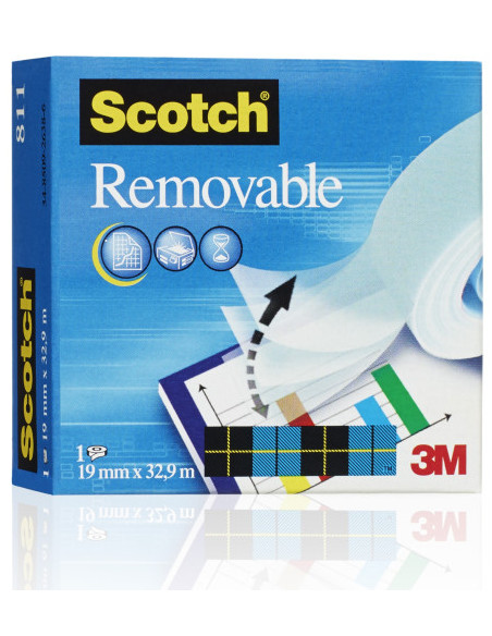 ROLLO CINTA INVISIBLE REUTILIZABLE 19 MM X33M CAJA CARTÓN 811/1933 SCOTH 7000029163