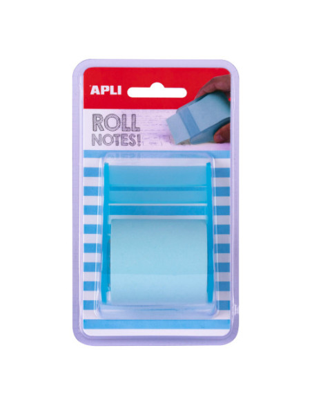 ROLLO DISPENSADOR DE NOTA ADHESIVA 50 MM X 8 M COLOR AZUL PASTEL APLI 18193