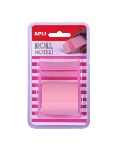 ROLLO DISPENSADOR DE NOTA ADHESIVA 50 MM X 8 M COLOR ROSA PASTEL APLI 18192