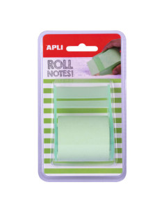 ROLLO DISPENSADOR DE NOTA ADHESIVA 50 MM X 8 M COLOR VERDE PASTEL APLI 18191