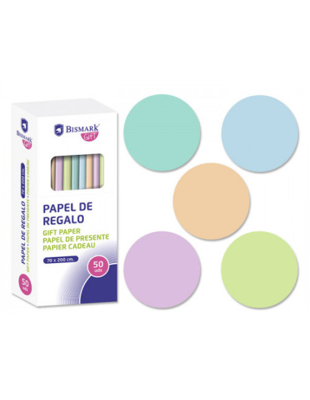 ROLLO PAPEL DE REGALO PASTEL 70X200 CM BISMARK 328712