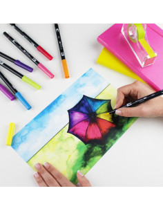 ROTULADOR DOBLE PUNTA PINCEL COLOR PROCESS YELLOW TOMBOW ABT-055 2