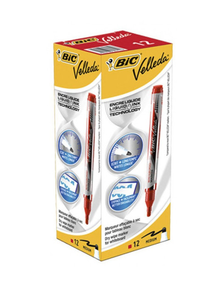 ROTULADOR PARA PIZARRA BLANCA TINTA LIQUIDA TRAZO 2MM. ROJO VELLEDA 902089