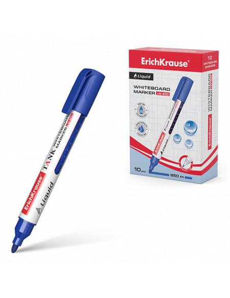 ROTULADOR PIZARRA BLANCA CON TINTA LÍQUIDA LIQUID LW-600, TINTA COLOR AZUL ERICH KRAUSE 48775
