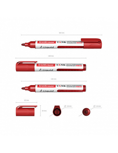 ROTULADOR PIZARRA BLANCA CON TINTA LÍQUIDA LIQUID LW-600, TINTA COLOR ROJO ERICH KRAUSE 48776