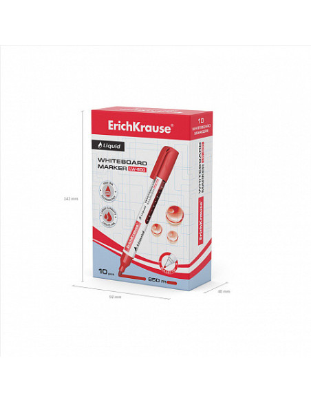ROTULADOR PIZARRA BLANCA CON TINTA LÍQUIDA LIQUID LW-600, TINTA COLOR ROJO ERICH KRAUSE 48776