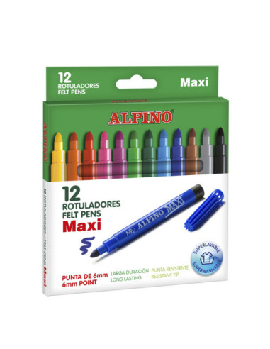 ESTUCHE 12 UNIDADES ROTULADORES PUNTA GRUESA COLORES SURTIDOS ALPINO AR000006N