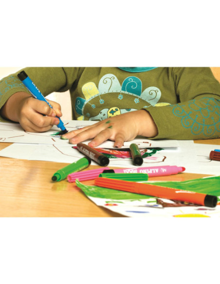 ROTULADORES ALPINO MAXI PUNTA GRUESA COLORES SURTIDOS  ESTUCHE 12 UNIDADES