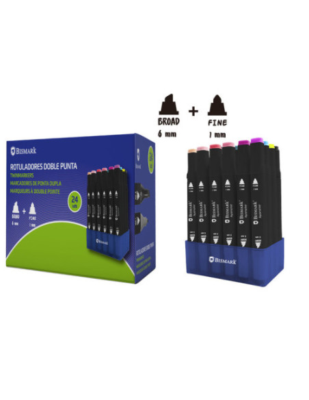 ESTUCHE 24 ROTULADORES DOBLE PUNTA BISMARK 331976