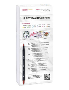 ESTUCHE 12 ROTULADORES DOBLE PUNTA PINCEL COLORES PASTEL TOMBOW ABT-12P-2 2