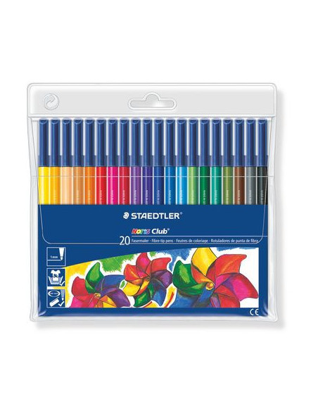 ESTUCHE 20 ROTULADORES NORIS CLUB PUNTA FIBRA SIMETRICA SURTIDOS STAEDTLER 326 C20