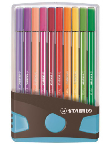 CAJA 20 ROTULADORES PEN 68 COLORPARADE PUNTA 1 MM ANTRACITA/AZUL STABILO 6820-04-04