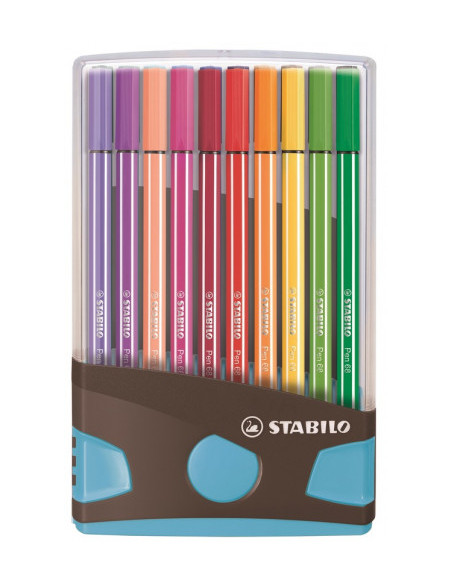 CAJA 20 ROTULADORES PEN 68 COLORPARADE PUNTA 1 MM ANTRACITA/AZUL STABILO 6820-04-04