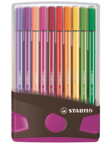 CAJA 20 ROTULADORES PEN 68 COLORPARADE PUNTA 1 MM ANTRACITA/ROSA STABILO 6820-04-03