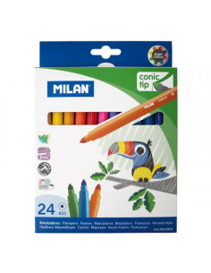 CAJA 24 ROTULADORES PUNTA CÓNICA BASE AGUA MILAN 0612324