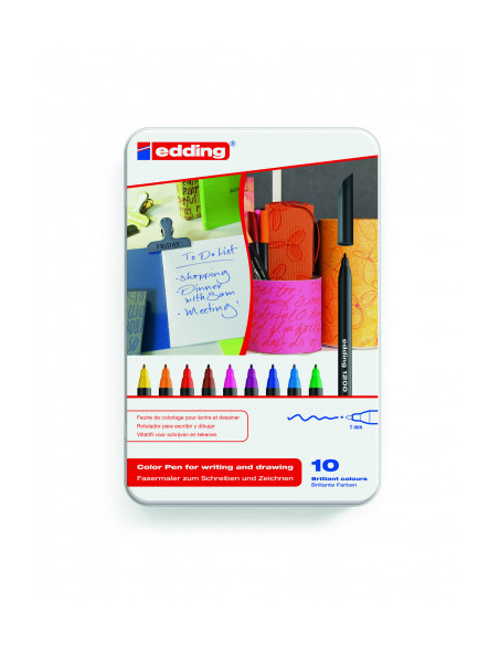 ESTUCHE 10 ROTULADORES PUNTA FINA 1200 SURTIDOS 0.5-1MM EDDING 1200-10-S