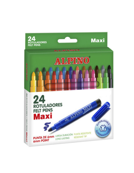 ESTUCHE 24 UNIDADES ROTULADORES PUNTA GRUESA COLORES SURTIDOS ALPINO AR000007N