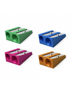 SACAPUNTAS DE ALUMINIO DOBLE FERRO COLOR PLUS 2