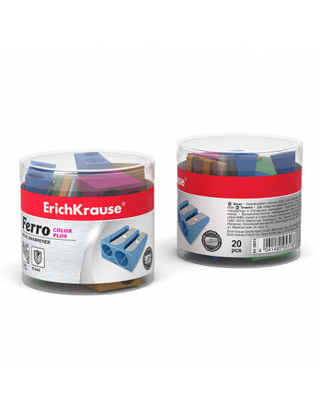 SACAPUNTAS DE ALUMINIO DOBLE FERRO COLOR PLUS, COLOR: SURTIDO ERICH KRAUSE 38015