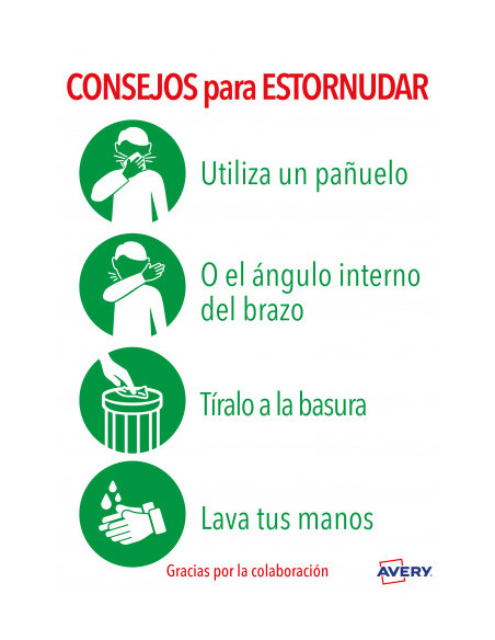 SEÑALES ADHESIVOS PREIMPRESO  "CONSEJO PARA ESTORNUDAR" SOBRE DE 2 HOJAS EN A4 AVERY AV_KITCOVID5_ES SEÑALES ADHESIVOS PREIMPRESO  "CONSEJO PARA ESTORNUDAR" SOBRE DE 2 HOJAS EN A4 AVERY AV_KITCOVID5_ES