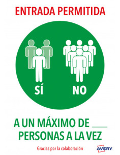 SEÑALES ADHESIVOS PREIMPRESO  "ENTRADA PERMITIDA" SOBRE DE 2 HOJAS EN A4 AVERY AV_KITCOVID6_ES