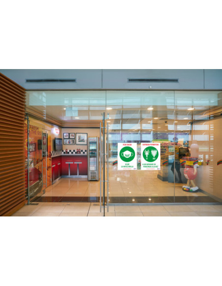 SEÑALES ADHESIVOS PREIMPRESO  "ENTRADA PERMITIDA" SOBRE DE 2 HOJAS EN A4 AVERY AV_KITCOVID6_ES