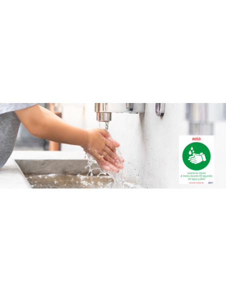 SEÑALES ADHESIVOS PREIMPRESO  "LAVARSE LAS MANOS" SOBRE DE 2 HOJAS EN A4 AVERY AV_KITCOVID1_ES