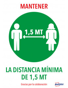 SEÑALES ADHESIVOS PREIMPRESO  "MANTENER DISNTACIA MINIMA DE 1