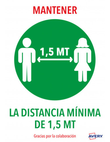 SEÑALES ADHESIVOS PREIMPRESO  "MANTENER DISNTACIA MINIMA DE 1