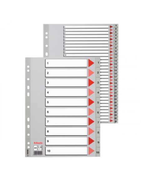 SEPARADOR ALFABETICO POLIPROPILENO MULTITALADRO A-Z FORMATO A4 COLOR GRIS ESSELTE 100112