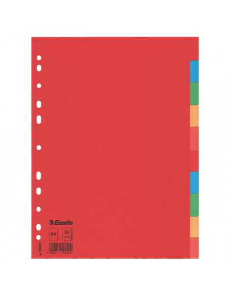 SEPARADOR DE CARTON CON 10 POSICIONES FORMATO A4 COLORES VIVOS ESSELTE 100201 SEPARADOR DE CARTON CON 10 POSICIONES FORMATO A4 COLORES VIVOS ESSELTE 100201
