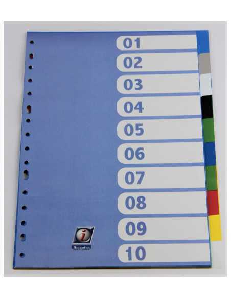 SEPARADOR FORMATO FOLIO PVC MULTITALADRO 10 PESTAÑAS OPACO IBERPLAS 717OM SEPARADOR FORMATO FOLIO PVC MULTITALADRO 10 PESTAÑAS OPACO IBERPLAS 717OM