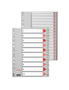 SEPARADOR NUMERICO POLIPROPILENO MULTITALADRO 1-12 FORMATO FOLIO COLOR GRIS ESSELTE 47138