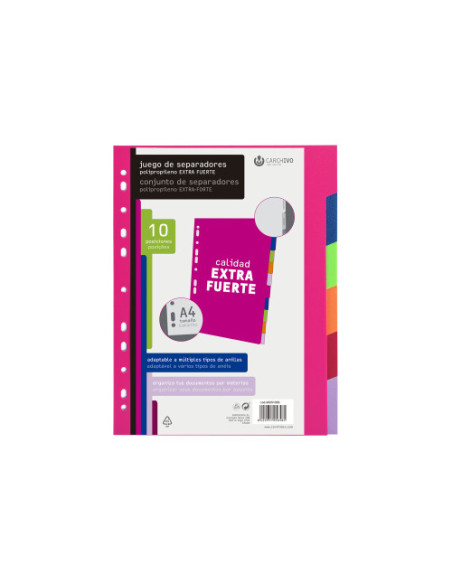 JUEGO SEPARADORES POLIPROPILENO EXTRA FUERTE 10 POSICIONES CARCHIVO 49051099