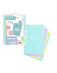 JUEGO SEPARADORES POLIPROPILENO PASTEL EXTRA FUERTE 6 POSICIONES CARCHIVO 49060699
