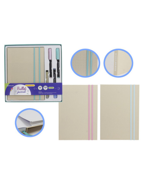 SET  LIBRETA BULLET KRAFT + ROTULADORES PINCEL Y BOLIGRAFO BISMARK INGRAF 330620