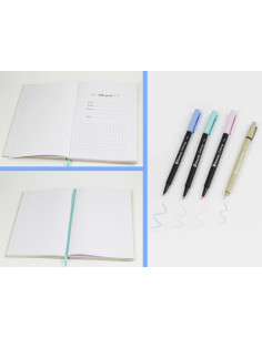SET  LIBRETA BULLET KRAFT + ROTULADORES PINCEL Y BOLIGRAFO BISMARK INGRAF 330620 2