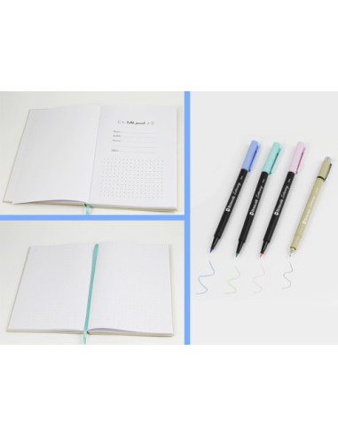 SET  LIBRETA BULLET KRAFT + ROTULADORES PINCEL...