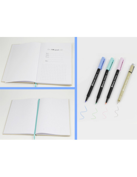 SET  LIBRETA BULLET KRAFT + ROTULADORES PINCEL Y BOLIGRAFO BISMARK INGRAF 330620