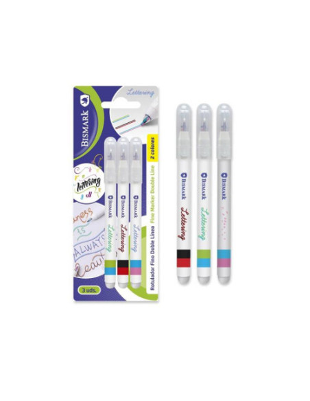 SET 3 ROTULADORES LETTERING DE DOBLE LINEA BICOLOR BISMARK 330009