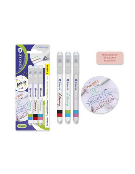 SET 3 ROTULADORES LETTERING DE DOBLE LINEA BICOLOR BISMARK 330009