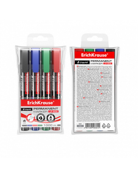 SET 4 MARCADORES PERMANENTES CON TINTA LÍQUIDA LP-600 ERICH KRAUSE 58361