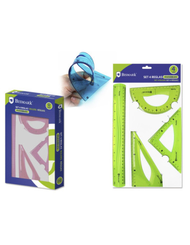 SET 4 REGLAS PVC FLEXIBLES 30/18/13/15 BISMARK...