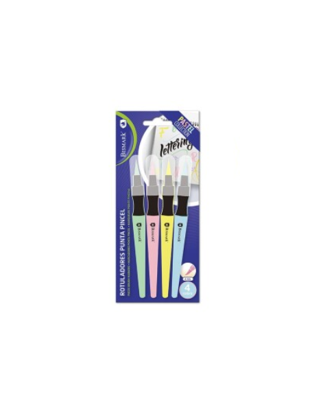 SET 4 ROTULADORES LETTERING PUNTA PINCEL PASTEL BISMARK 329575
