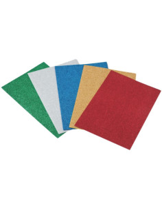 SET 5 LAMINAS EVA 20X30 CM. PURPURINA COLORES SURTIDOS FAIBO 1658-00